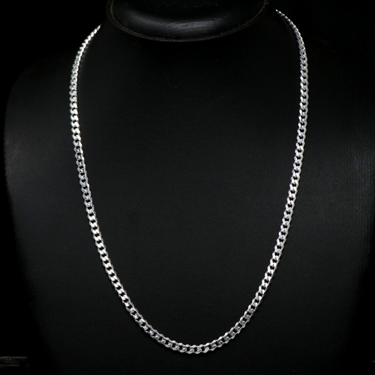 Silver Solid Cuban Link Chain