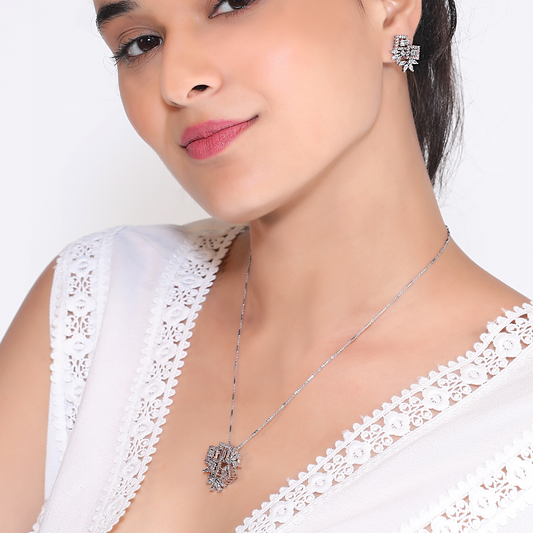 Dual Tone Flomerty Pendant Set