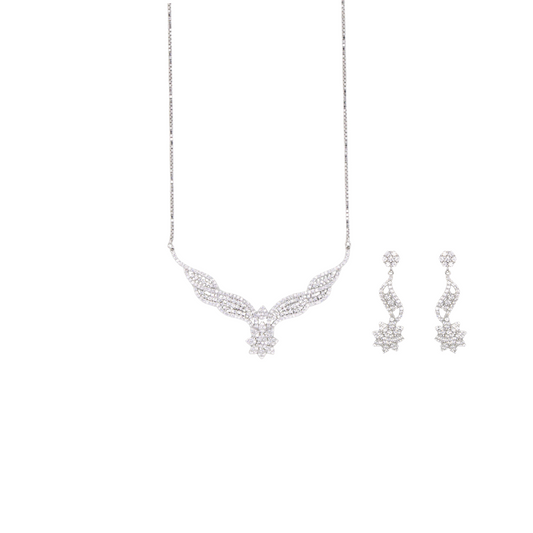 Silver Chain And Locket With Earrings