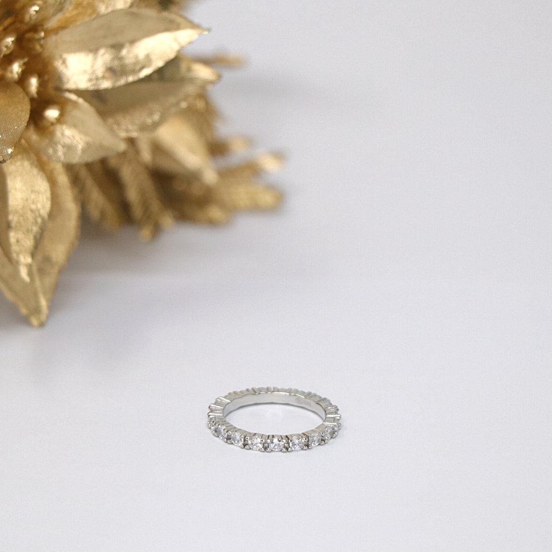 Silver Solitaire Band Ring