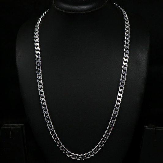 Silver Solid Cuban Link Chain