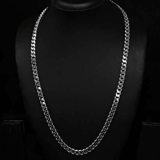 Silver Solid Cuban Link Chain