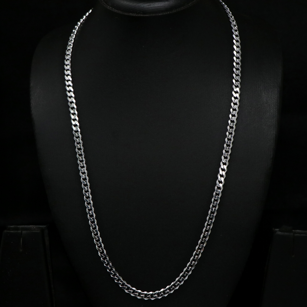 Silver Solid Cuban Link Chain