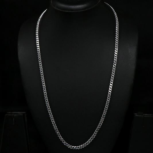 Silver Solid Cuban Link Chain