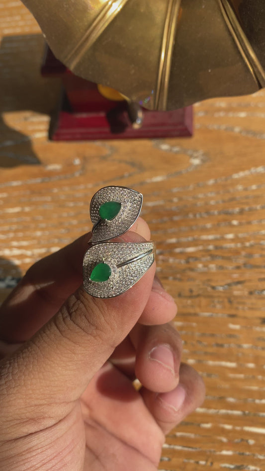 Silver Emerald Cocktail Ring