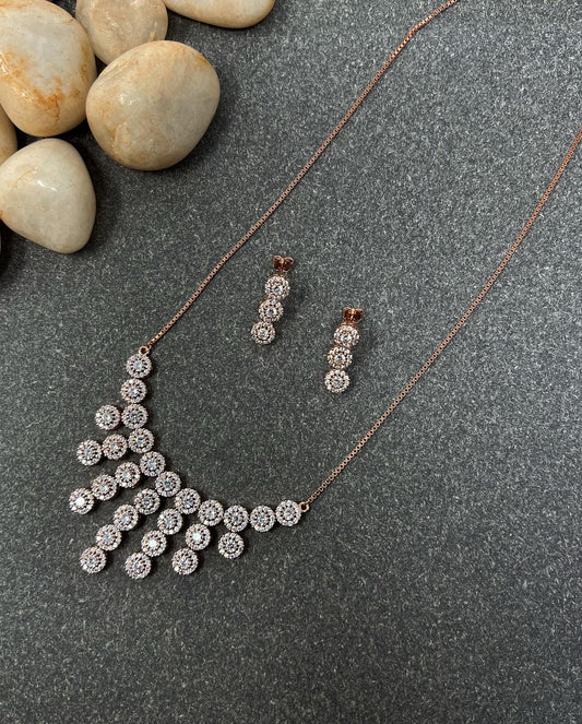 Solitaire Dangling Half Necklace Set