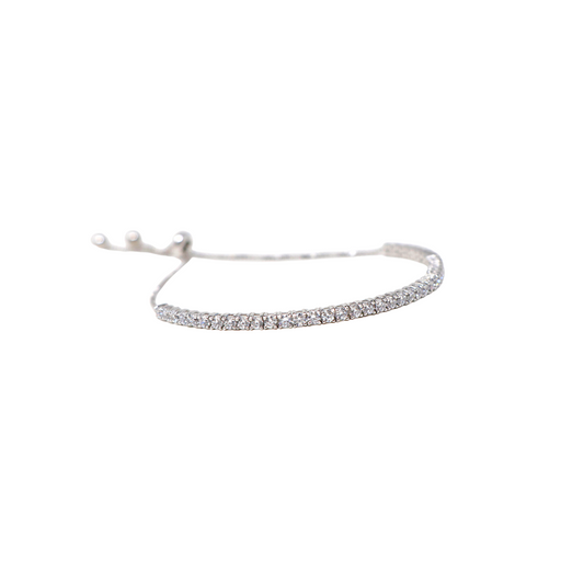 Silver Basic Solitaire Adjustable Bracelet