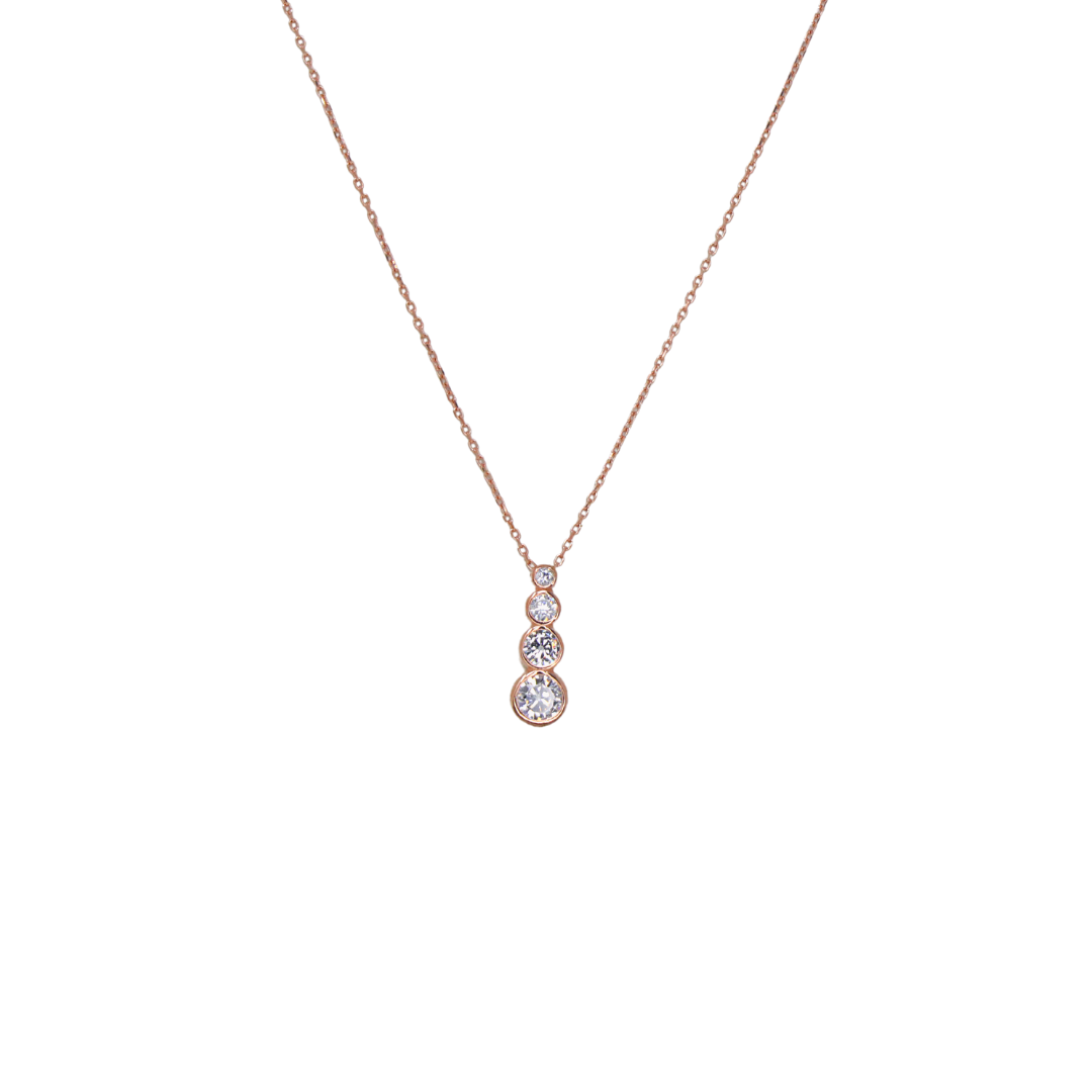 Rose Gold 4 Solitaire Chain And Locket