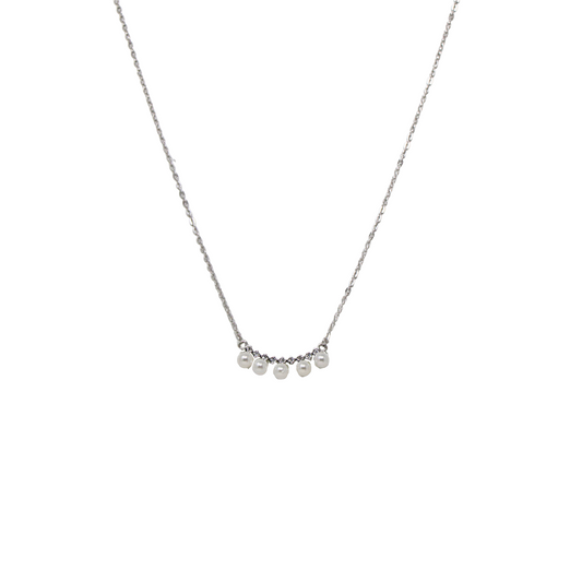 Silver 5 Pearl Chain And Locket