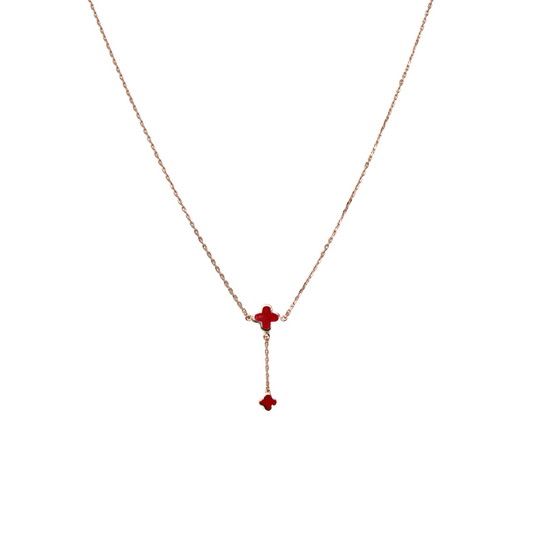 Rose Gold Red Vancleef Chain And Locket