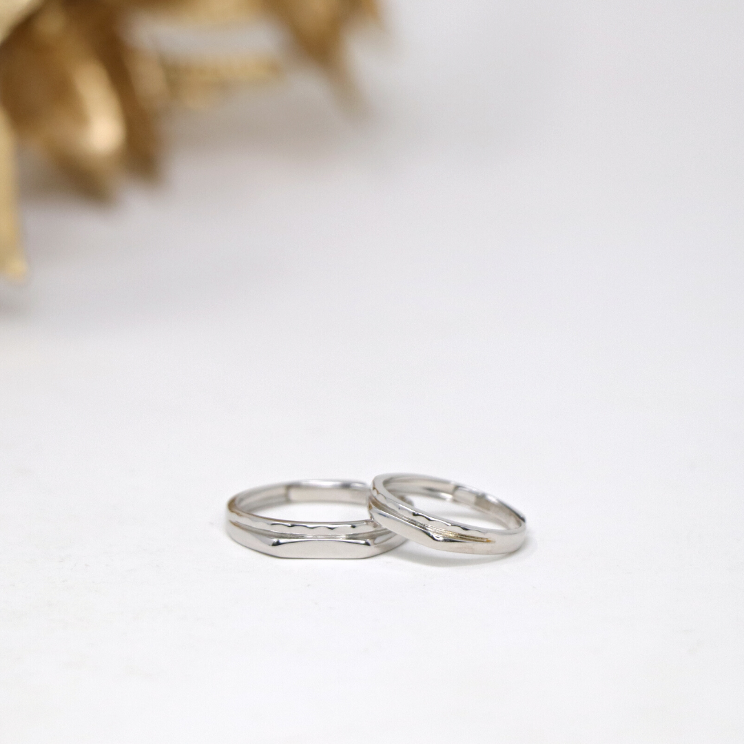 Silver Duo Shape Couple Ring