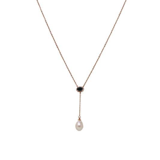 Rose Gold Hanging Pearl Chain And Locket