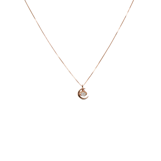 Rose Gold Half Moon Chain And Locket
