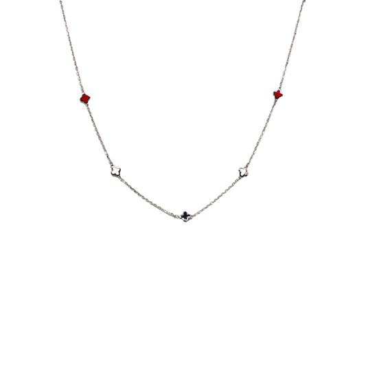 Silver Enamel Vancleef Chain And Locket