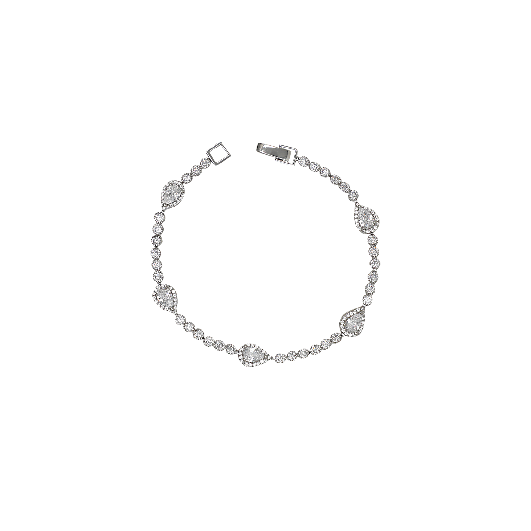 Silver Pear And Round Bracelet