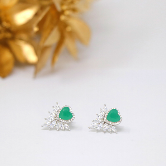 Silver Emerald Heart