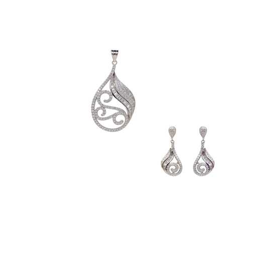 SIlver Flower Pendant Set