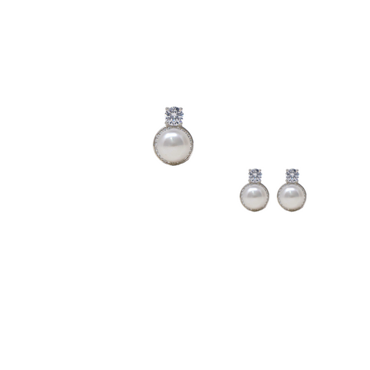 Silver Solitaire And Pearl Pendant Set