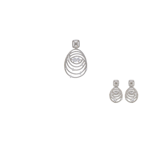 Silver Classic Pendant Set With Chain