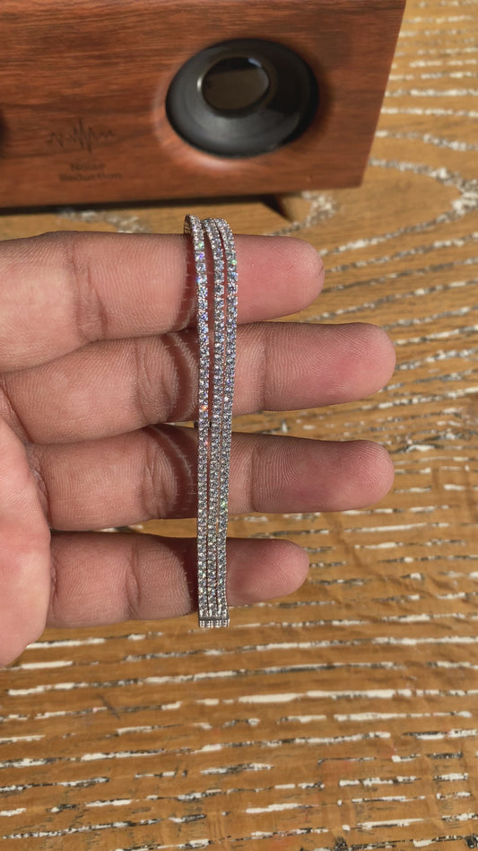 Silver 3 Line Adjustable Solitaire Bracelet