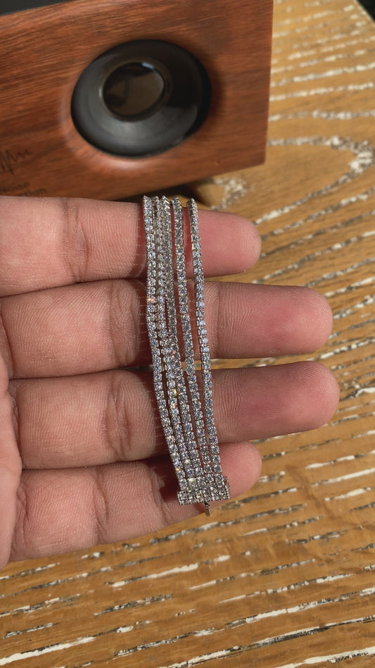 Silver 5 Line Adjustable Solitaire Bracelet