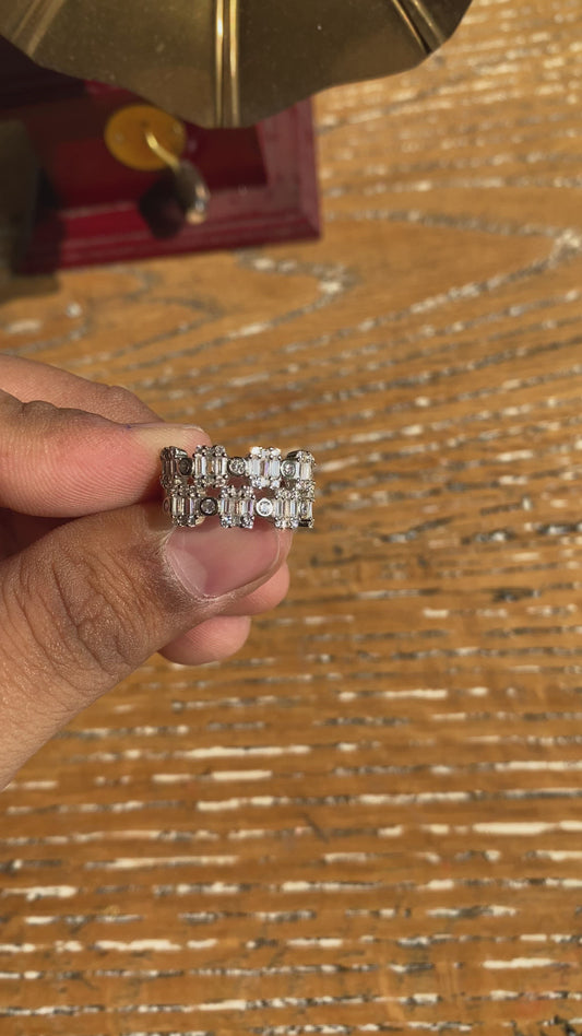 Silver Baguette half Band Ring
