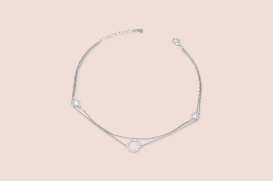 SILVER HOLLOW DOUBLE LAYER ANKLET
