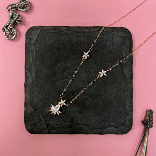 Rose Gold Pear Chain And Locket