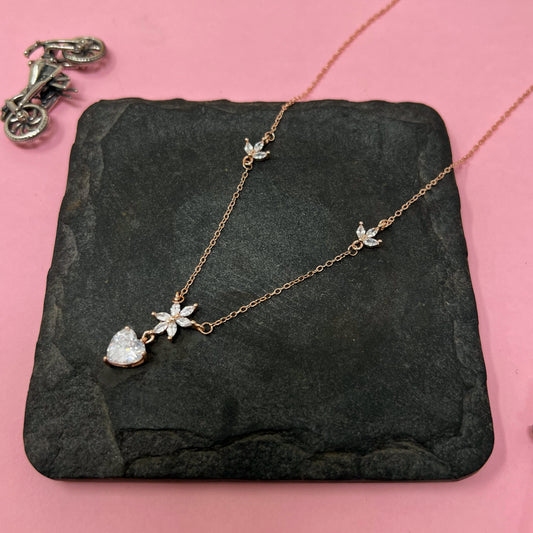 Rose Gold Heart Flower Chain