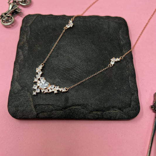 Rose Gold V Heart Chain