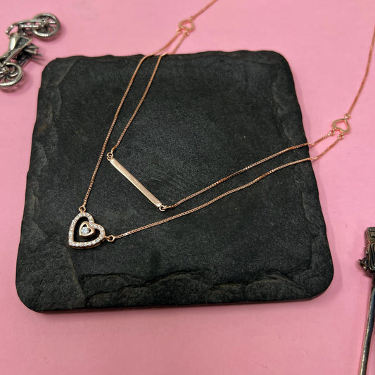 Rose Gold Heart Double Layer Chain