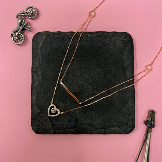 Rose Gold Heart Double Layer Chain