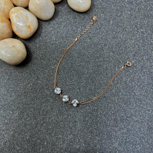 Rose Gold Three Solitaire Bracelet