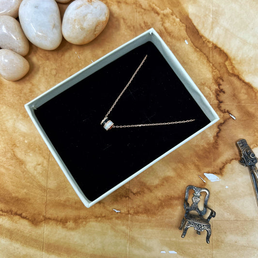 Rose Gold Black/White Chain And Locket