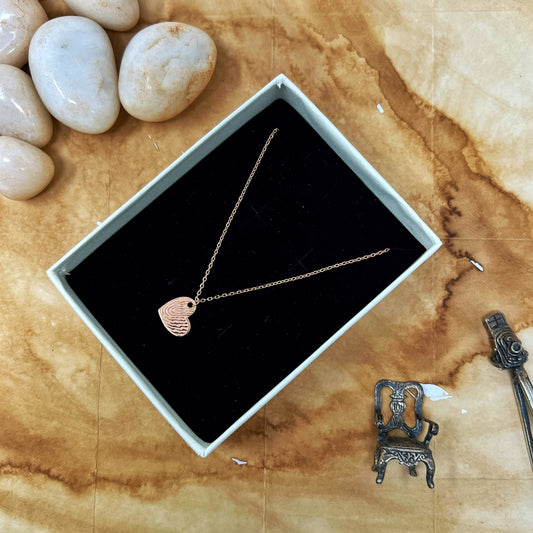 Rose Gold Finger Print Chain And Locket
