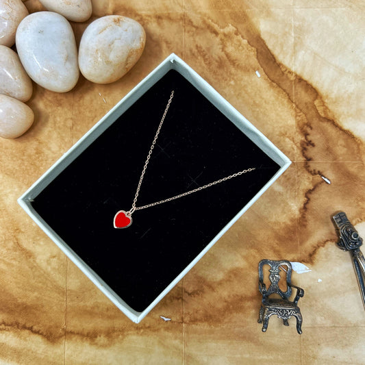 Rose Gold Red Heart Chain And Locket