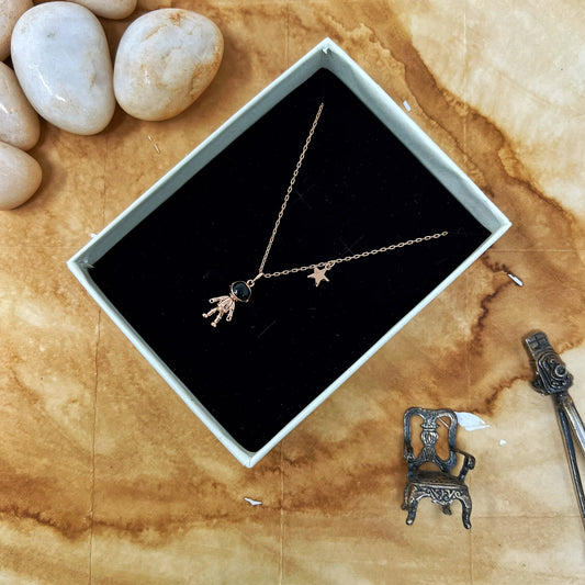 Rose Gold Space Man Chain And Locket