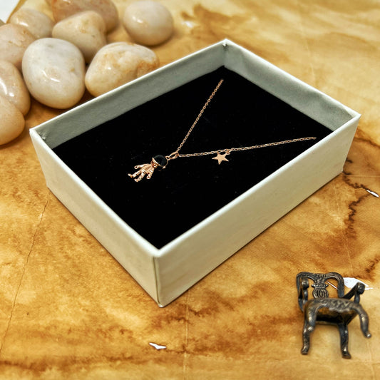 Rose Gold Space Man Chain And Locket