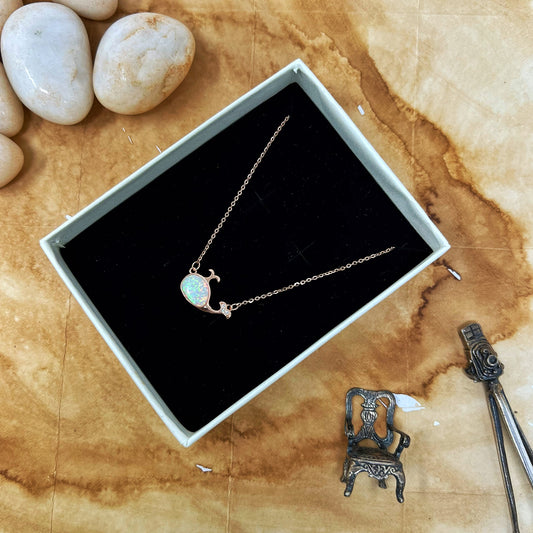 Rose Gold Fire Stone Whale Chain And Locket