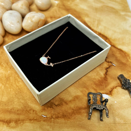 Rose Gold Fire Stone Whale Chain And Locket