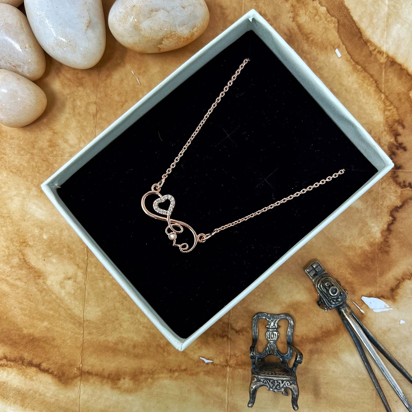 Rose Gold Heartfinity Chain And Locket