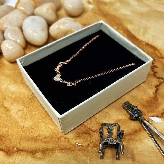 Rose Gold " Love You" Chain And Locket