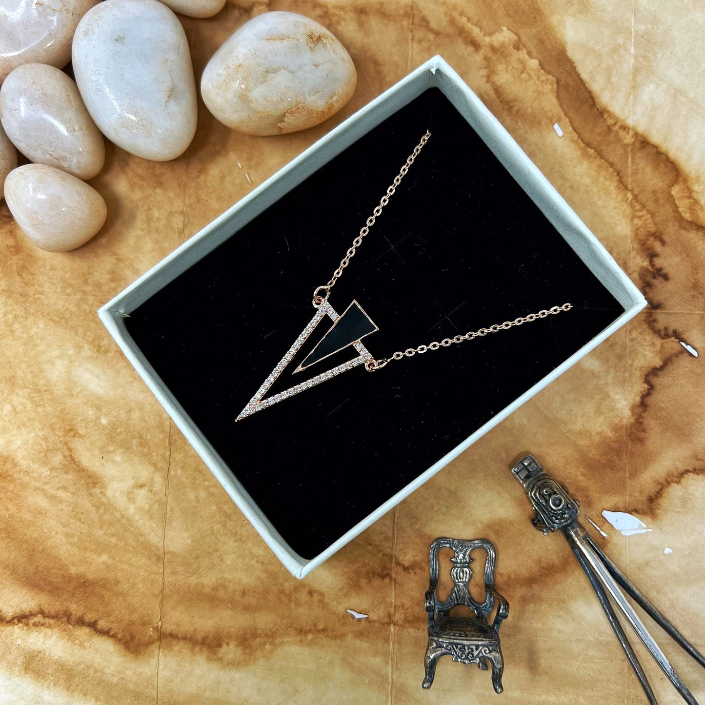 Rose Gold Double Angle Chain And Locket