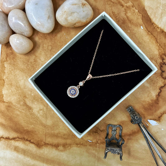 Rose Gold Evil Eye Chain And Locket