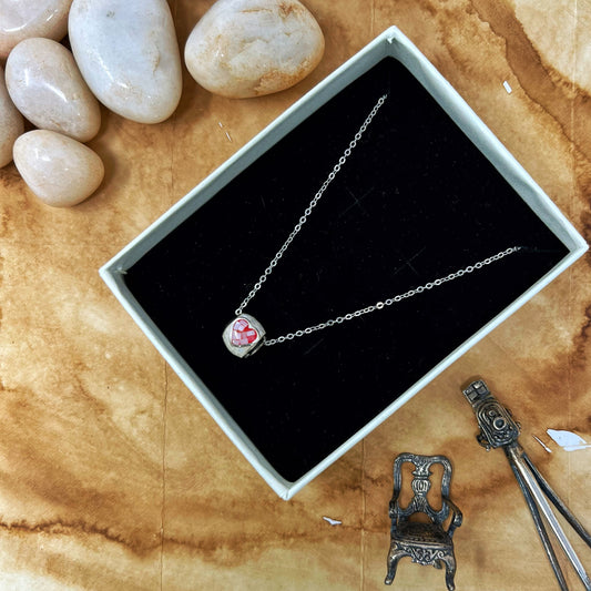 Silver MOP Heart Charm Chain And Locket