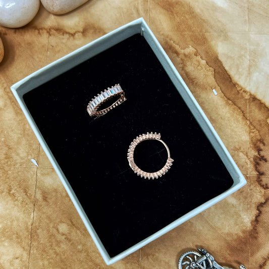 Rose Gold Baguette Hoops
