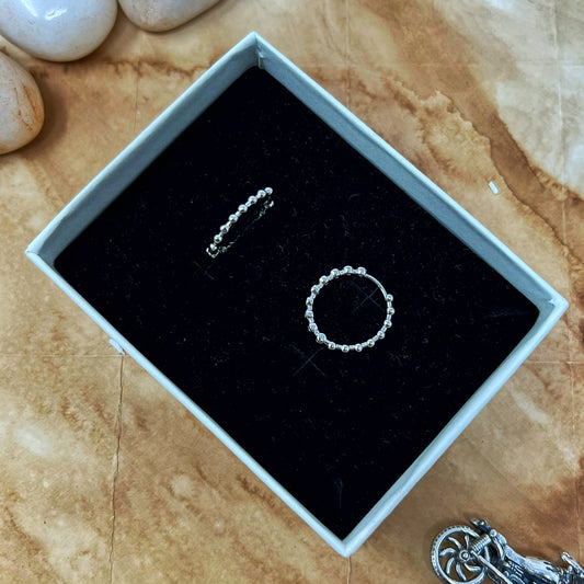 Silver Plain Studded Hoops