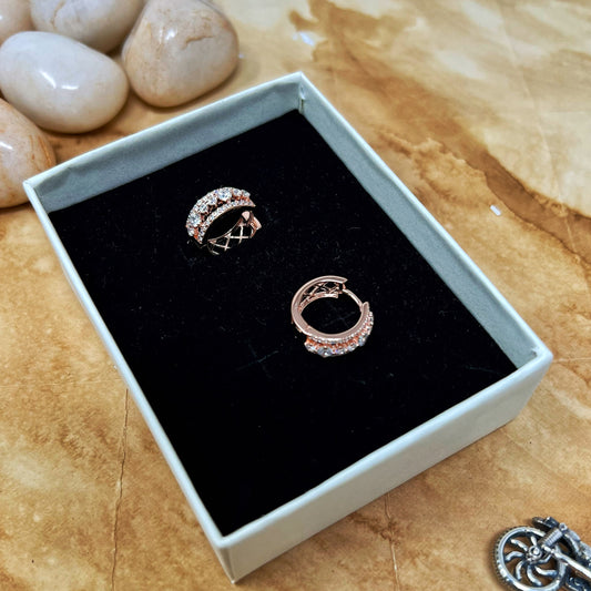Rose Gold Studded Hoops