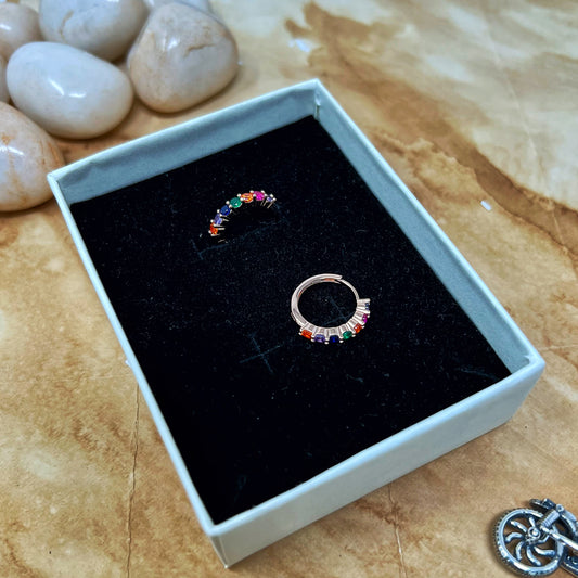 Multi Colour Studded Hoops