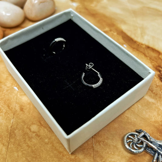 Black Enamel C Hoops